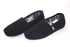 TOMS CLASSIC BLACK/BLACK CANVAS FLATS 10002472 SLIP ON WOMENS CASUAL SHOE