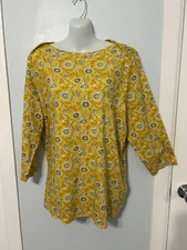 NWT Style&co Blooming Yellow Floral Multi-Color Top with 3/4 Sle    Plus Size 3X