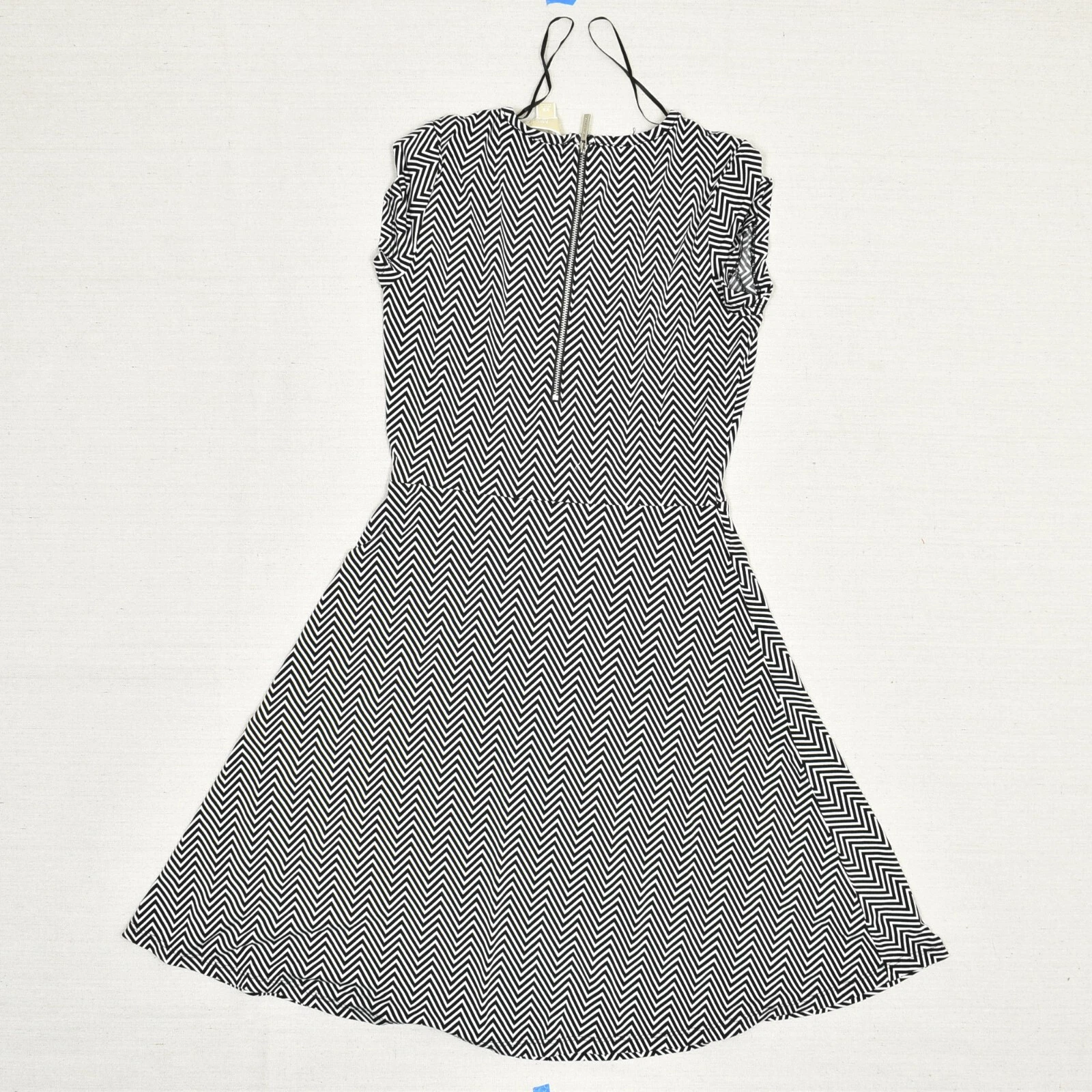 Abito donna Michael Kors aderente e svasato geometrico poliestere nero girocollo taglia XS