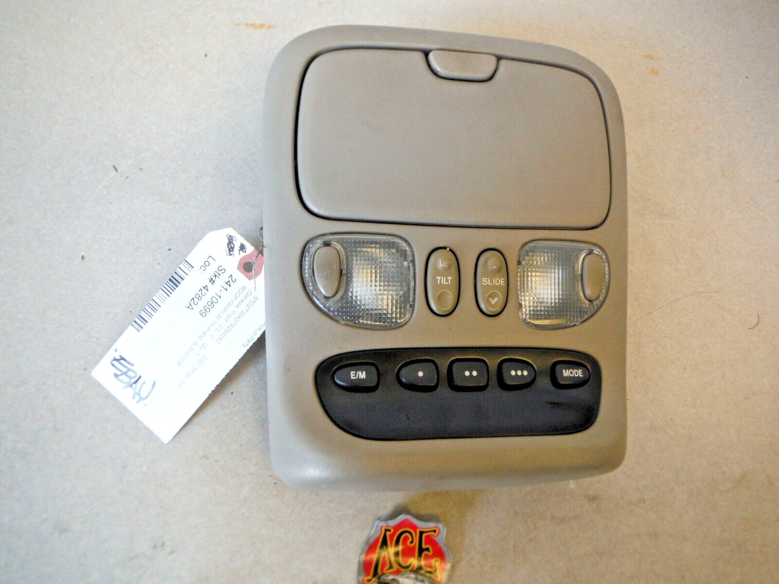 05-07 Toyota Sequoia Overhead Roof Console Dome Map Light w Trip Meter Sunroof