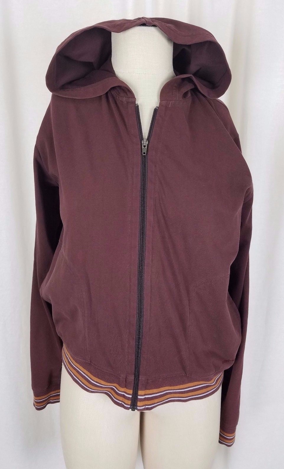 Patagonia Hooded Full Zip Up Jersey Knit Sweatshirt Track Jacket Womens M Brown