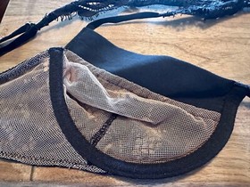 For Love and Lemons Black Lace Underwire Bra Skivvies with Velvet Accents Small