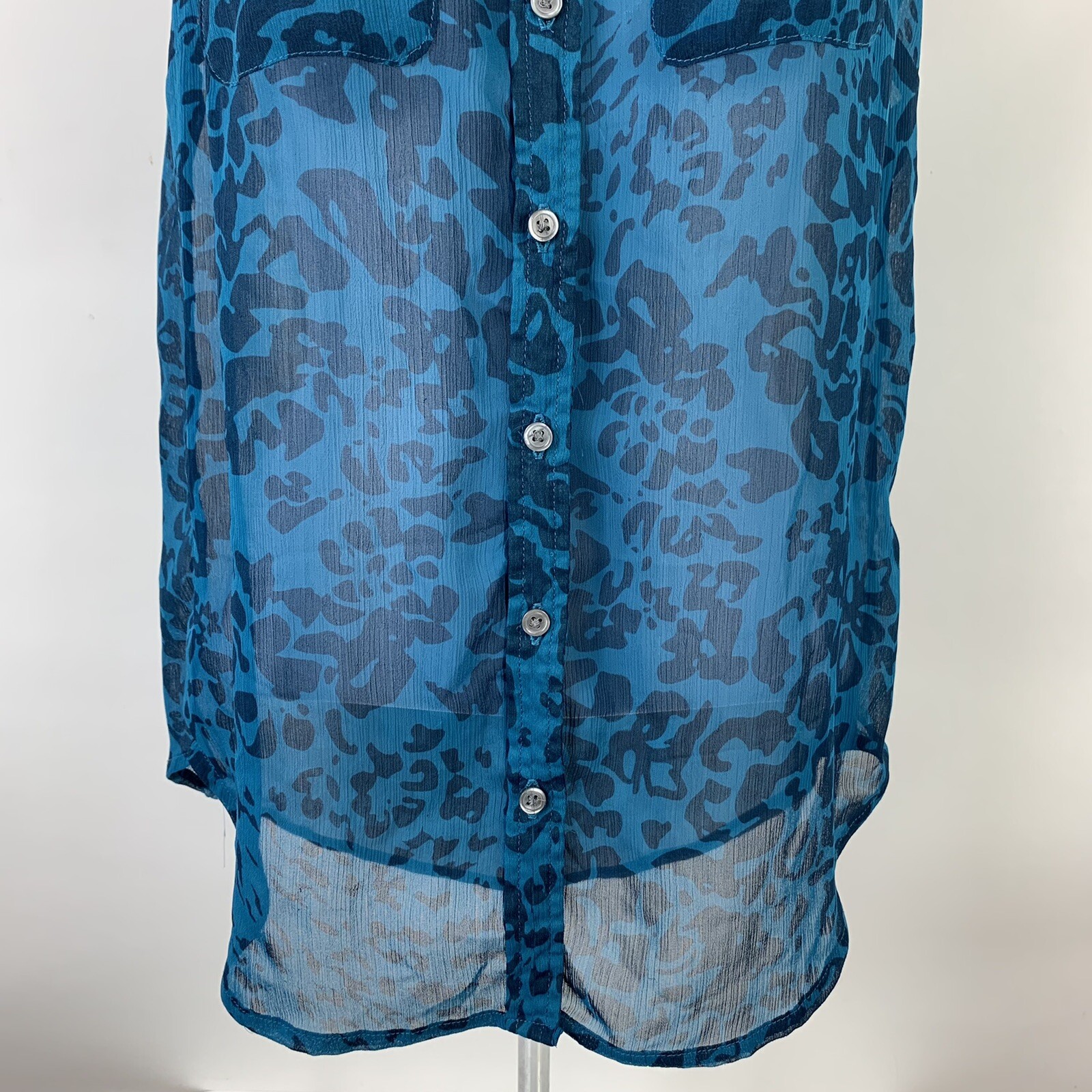 Gap Button Down Shirt Women's XS Sleeveless Chiffon Sheer Lightweight Casual