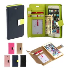 Magnetic Double Flip Book TPU Leather Wallet Case Cover for iPhone 7 6/6s 5/5s