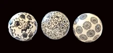 3 Ceramic Carpet Balls Black & White Carpet Balls Orbs Chinoiserie Decorative 3"