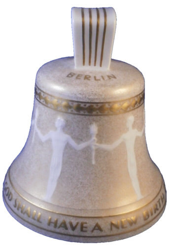 Vintage KPM Berlin Porcelain Gild Freedom Bell Porzellan Freiheitsglocke German - Afbeelding 1 van 12