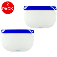 2-Pack HQRP Safety Full Face Shield Protective Eyes Clear Anti-Fog Elastic Band