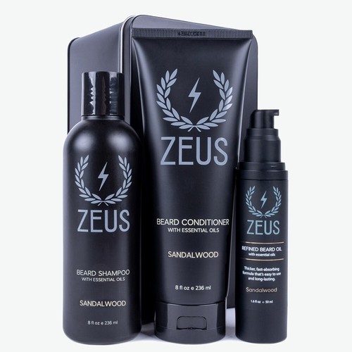 Acondicionador de champú para barba Zeus aceite para barba refinado conjunto de 3 piezas de inicio - Imagen 8 de 8