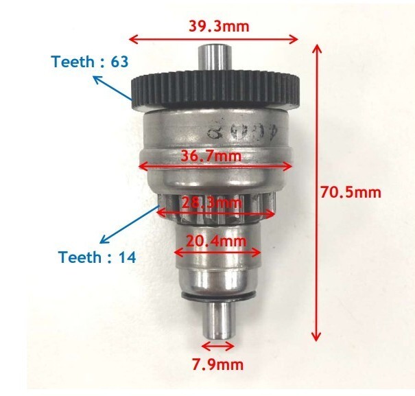 Honda Dio 50 T14/63 OEM Starter Gear Bendix | 31209-GR1-004/014