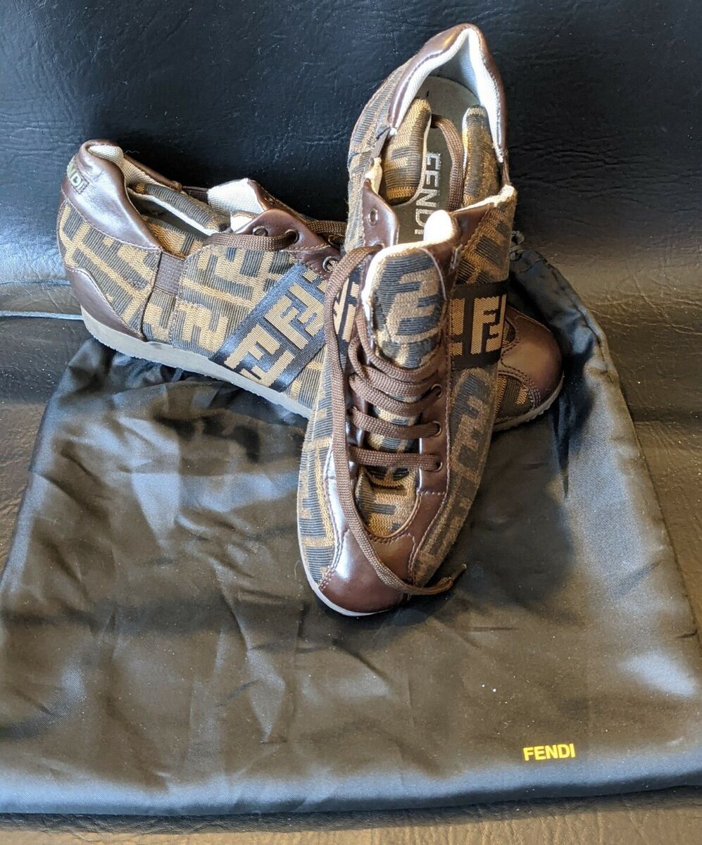 Fendi ️Brown Leather Jacquard Zucca Trainers Sneakers 38.5 Fendi ️Brown Leather Jacquard Zucca Trainers Sneakers 38.5