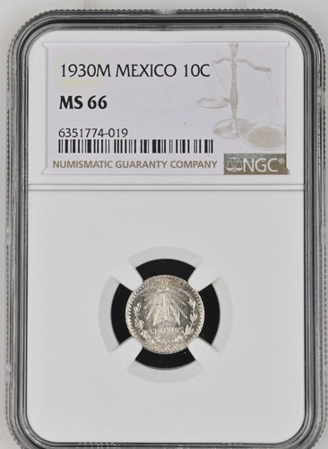 1930M Mexico 10 Centavos NGC MS66