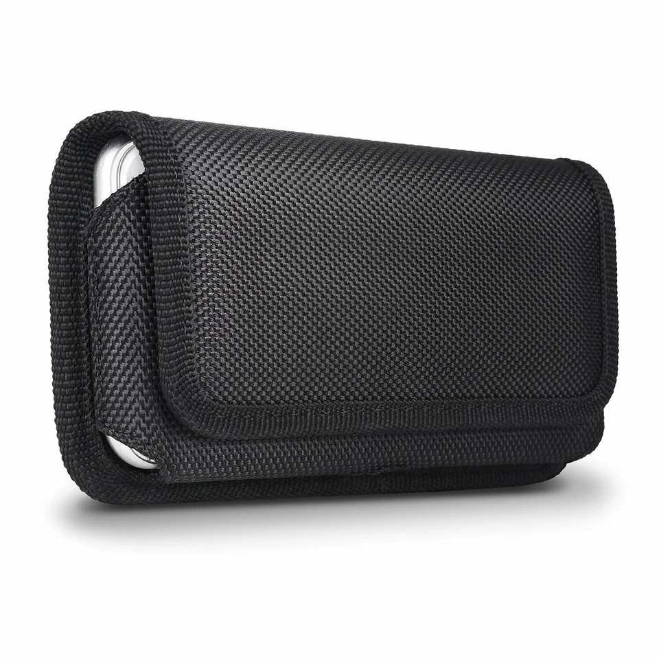 For iPhone 12/ 13 Horizontal Nylon Phone Pouch Case Belt Clip Holster Cover Case - Image 2 of 4