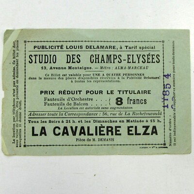 Ticket Studio Champs Elysées 1925 Die Reiterin Elsa