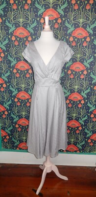 50s style fit and flare dress Rock Steady Gray Jacquard 50's Style Retro Fit Flare Dress V-Neck 1X New