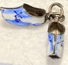 Vintage .835 Dutch Silver and Enameled Pair of Clogs Charm! — photo 4