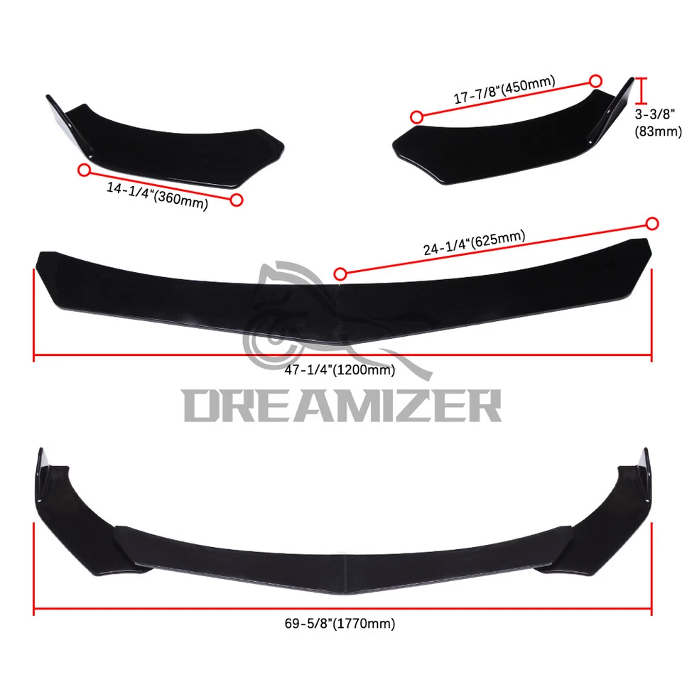 Глянцевый черный спойлер кромки переднего бампера комплект кузова для Volkswagen Scirocco - Изображение 2 из 4