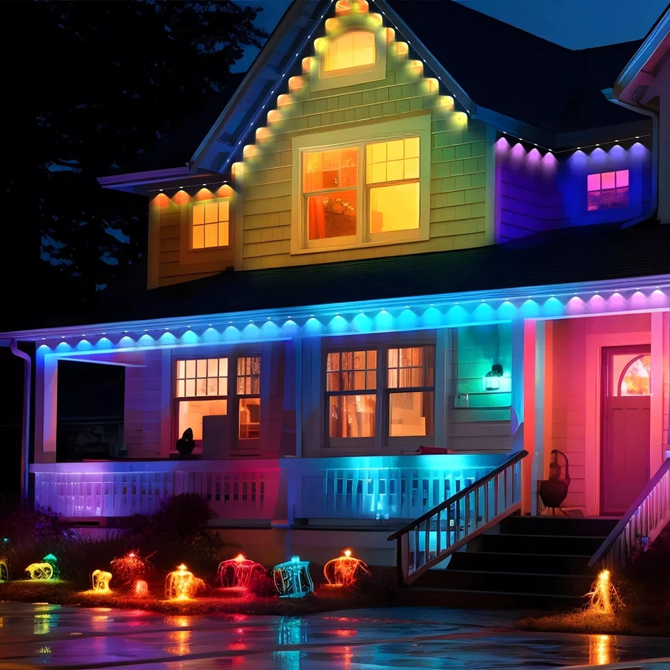 50/100/150FT Permanent Outdoor Smart Eaves Lights RGB IC Bluetooth APP Control - Image 4 of 4