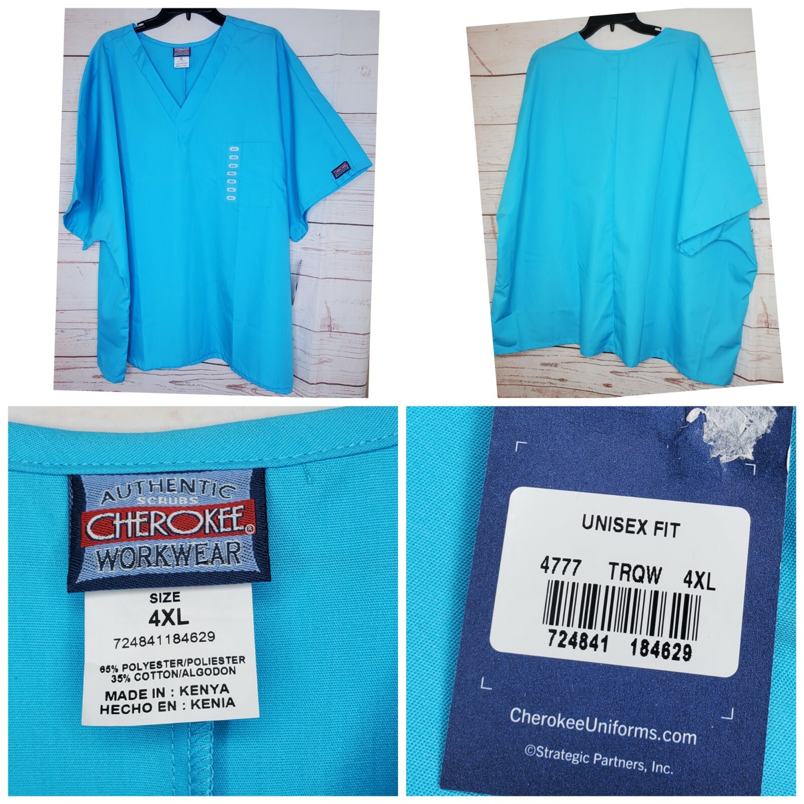 Authentic Cherokee Workwear Size 4XL Unisex Fit Baby Blue Scrub Top