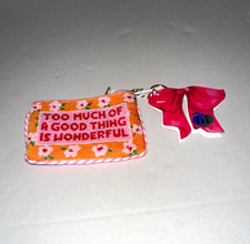 Hi-Pink Orange Floral Quote Zipper Coin Purse...