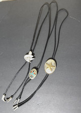 Bolo Tie Necklace Black Braided Leather Cord ...