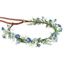 Handmade Blue Flower Crown Green Leaf Headdress for Women Girls Flower Headband