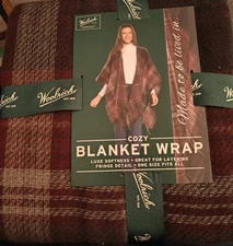NWT Woolrich Cozy Blanket Wrap Womens One Size Scarf Shawl Fall 