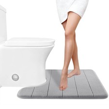 UShaped Toilet Mat Memory Foam Thick Plush Bath Rugs 24 X 20 Grey NonSlip