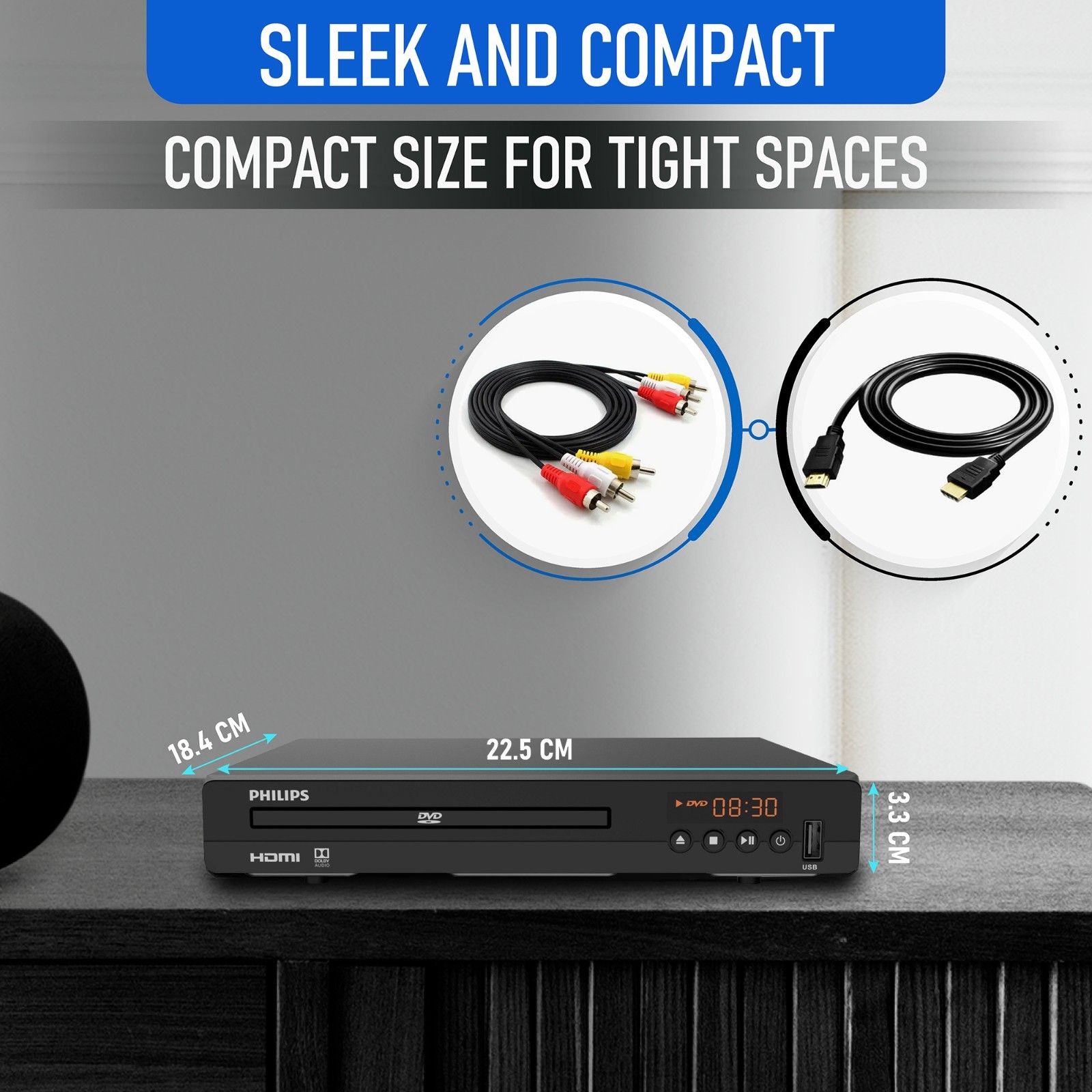 Philips DVD Player for Smart TV - HDMI - CD Player for Stereo System -All Region