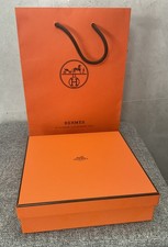 Authentic Hermes Orange Box, Ribbon And Paper Shopping Bag Empty Packaging