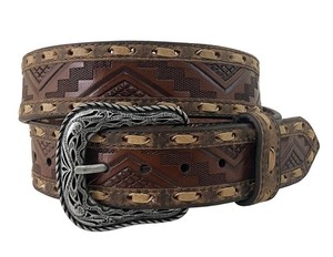 G BAR D Western Belt Mens Aztec Embossed Rough Out 46 Brown 9567500 CLEARANCE