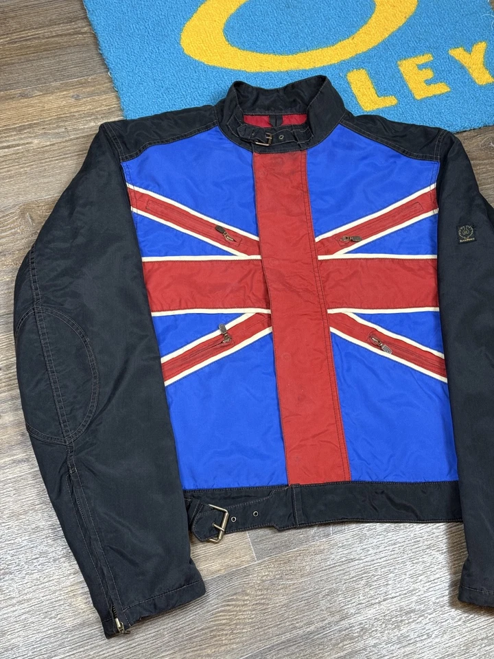 Mens Vintage Belstaff Black Prince British Flag Nylon Biker Jacket Size XXL - Image 3 of 4