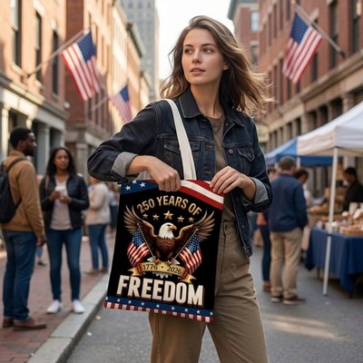 Patriotic America Canvas Tote Bag, 250th Anniversary Print