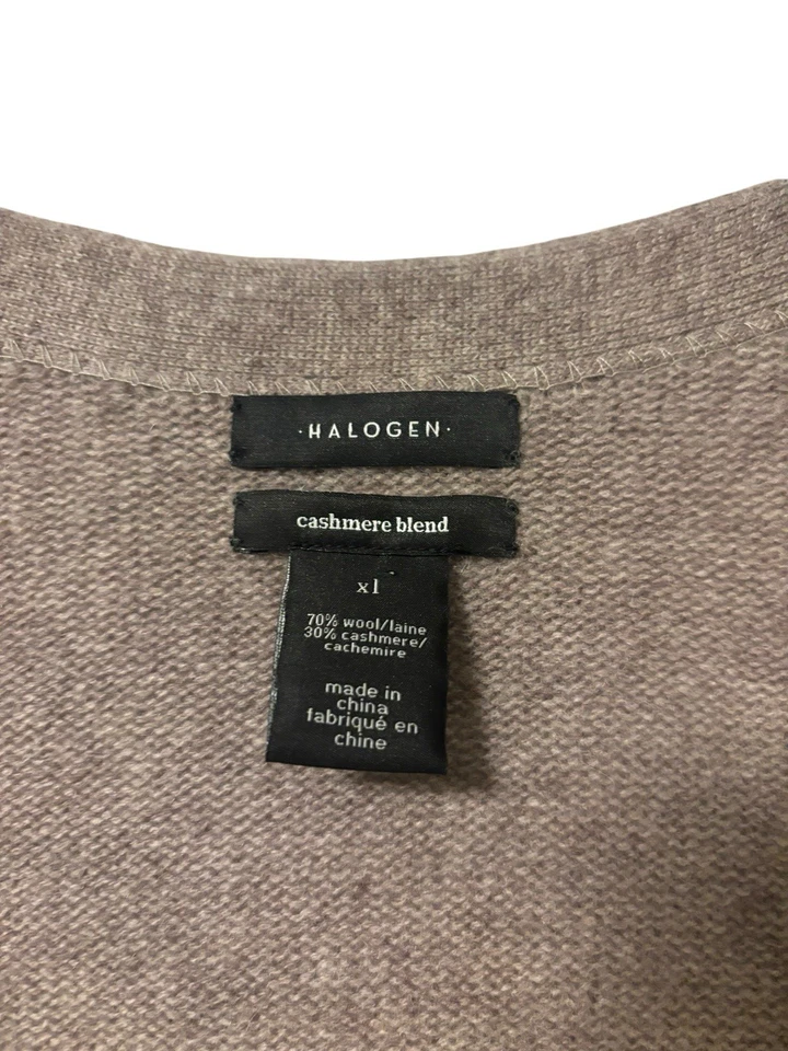 Cárdigan largo halógeno para mujer frente abierto 100 % lana cachemir suéter malva talla XL Foto 3 de 4