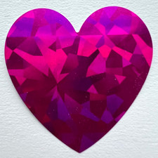 24 Large SPARKLE Prism HEART STICKERS 1.5 Hot Pink Foil wedding valentines day