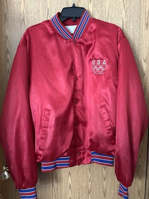Vintage 1980 s Swingster Team USA Olympics Official Red Snap Button Jacket (L)