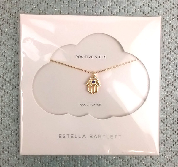 Alternate view of Gold Plated Hamsa Hand Fatima Necklace Calm Serenity Fortune Faith Protection