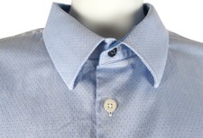 Duchamp London Slim Fit Dress Shirt XXL Blue Cotton Stretch Button Front