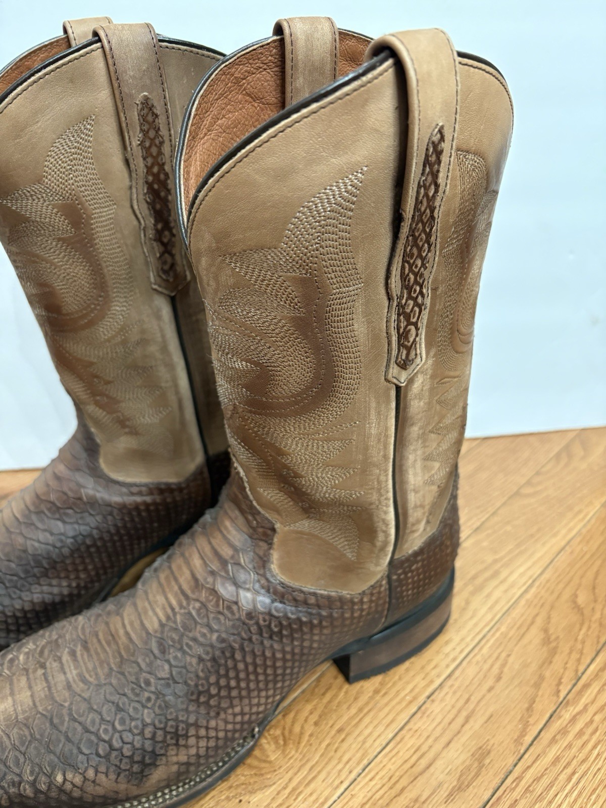 Dan Post KA Faux Python Print Leather SquareToe W… - image 5