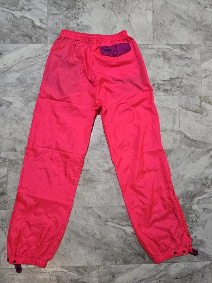 Pantalones cortavientos vintage Columbia Sportswear Company para hombre talla mediana rosa Foto 2 de 4