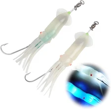 Dr.Fish Saltwater Squid Fishing 6/0 J Hook-6"(2.5oz), Blue&Colorful 