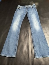 Miss Me Jeans Blue Bootcut JE5414BL Size 28 Embellished Pockets Boot
