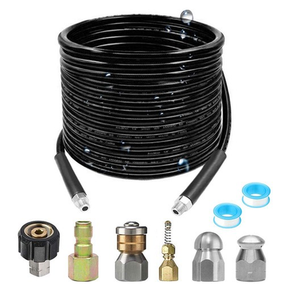 #ad quot;Pressure Washer Sewer Jetter Kit 100ft Hose Nozzles 1 4quot;quot; NPT 5800 PSIquot; $64.84