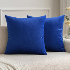 Velvet Throw Pillow Covers 18x18 Inch, Pack of 2 - Royal Blue, Decorative Square