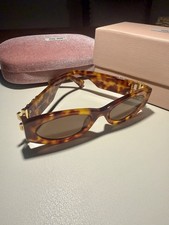 Miu Miu Women's Oval Honey Havana Tortoise Shell With Gold Accents
