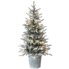 4.5 ft. Pre-Lit Snowy Alpine Fir Tree with LED Lights, Plug-In