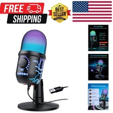 Gaming Microphone, USB Computer Microphone for PC, Mac, PS4/5, Condenser Podc...