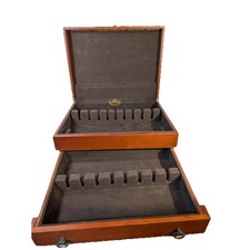 Vintage Eureka Mfg Co Wooden Cutlery Silverware Chest Box Organizer Made in USA