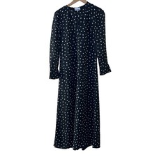 GANNI Black White Polka Dot Long Sleeve Designer Maxi Dress Womens US 0 NWT $255