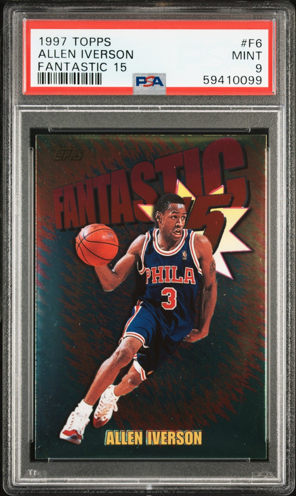 1997 TOPPS FANTASTIC 15 #F6 ALLEN IVERSON PSA 9