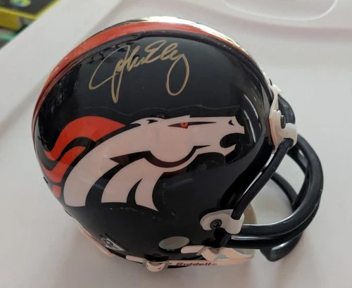 John Elway Signed Autographed Riddell Football Mini Helmet Denver Broncos NFL